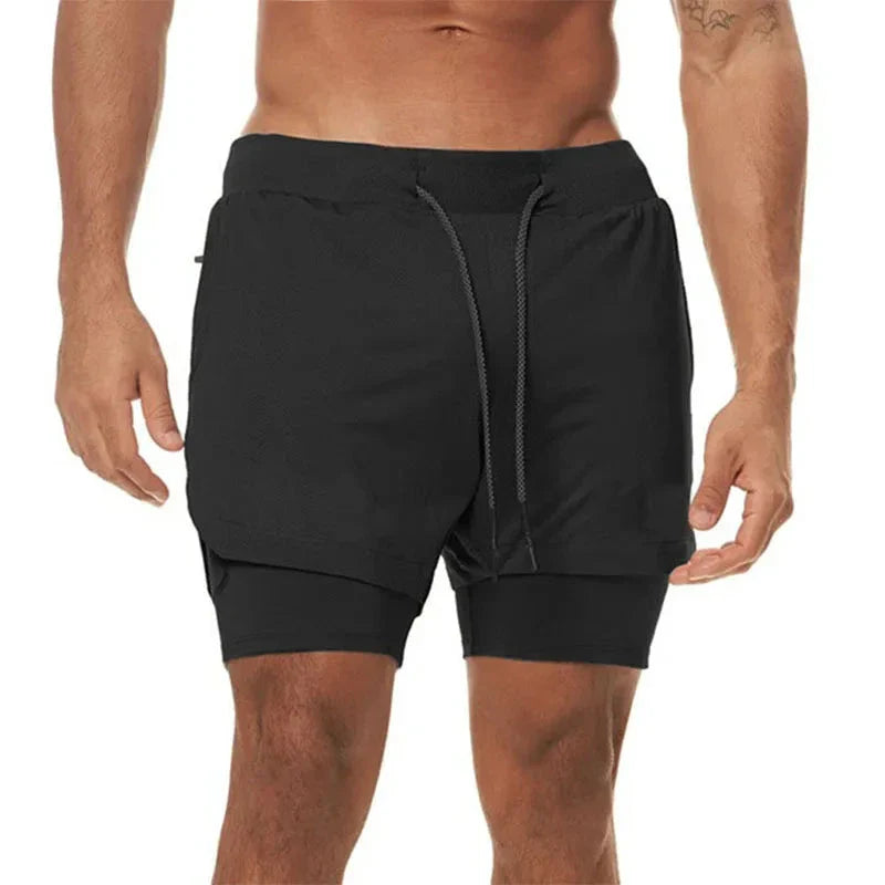 Men’s 2-in-1 Camo Running Shorts — Quick-Dry Gym Fitness Training Shorts with Inner Compression Layer for Summer Workouts