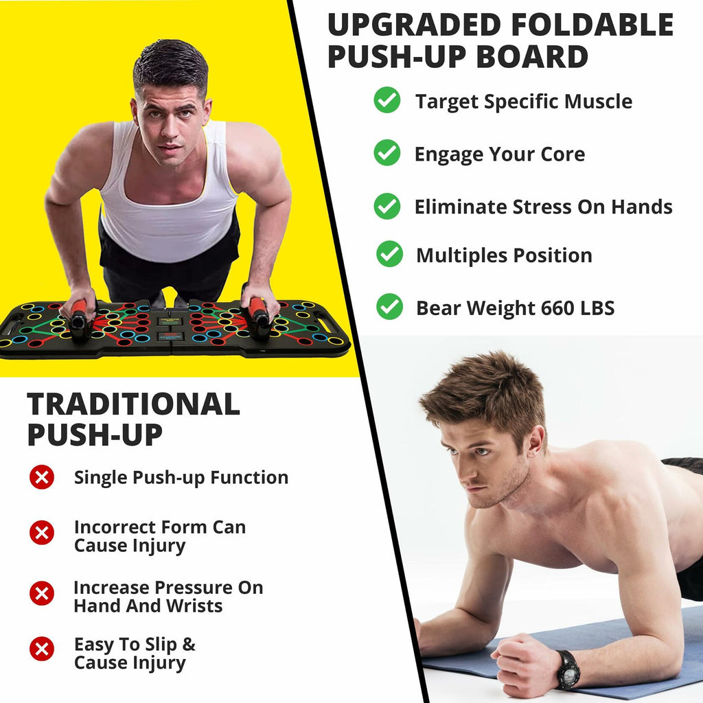ACTIVE APEX Foldable Push Up Board 60+ Color Code Multi-Functional Gym
